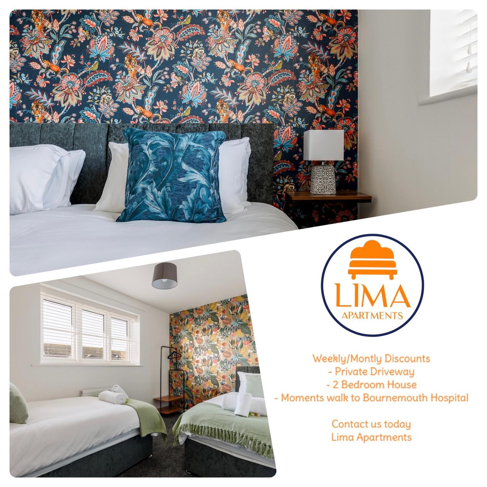 2 Bedroom House-Driveway - Bournemouth Hospital - Long Stay Discounts - Lima Apartments Ltd Exterior photo